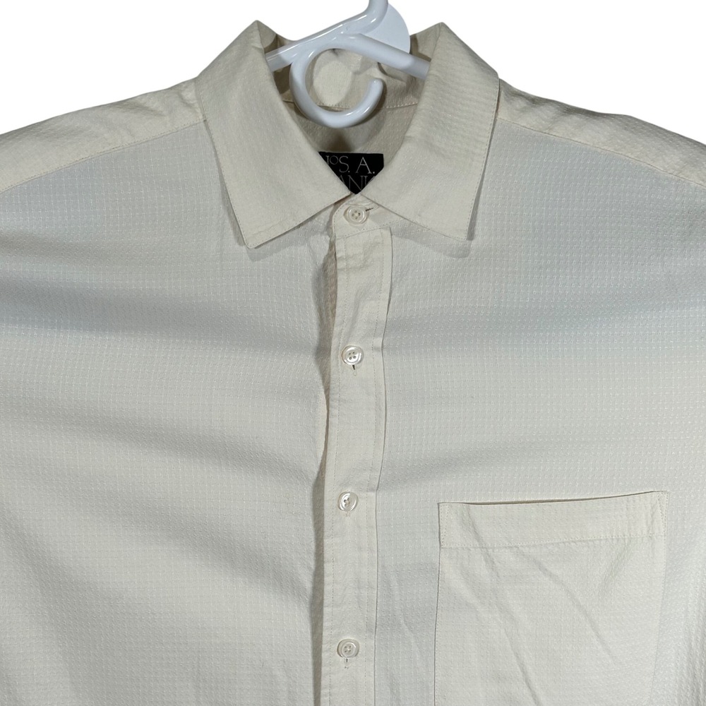 Jos A Bank Signature Collection Mens Silk‎ Cotton Short Sleeve Shirt Cream Small